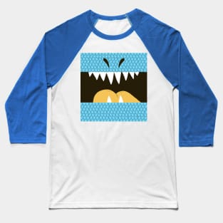 Blue T-Rex Mouth Baseball T-Shirt